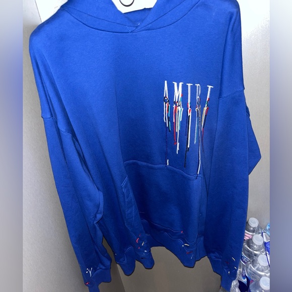 AMIRI | Sweaters | Amiri Paint Drop Hoodie Blue | Poshmark